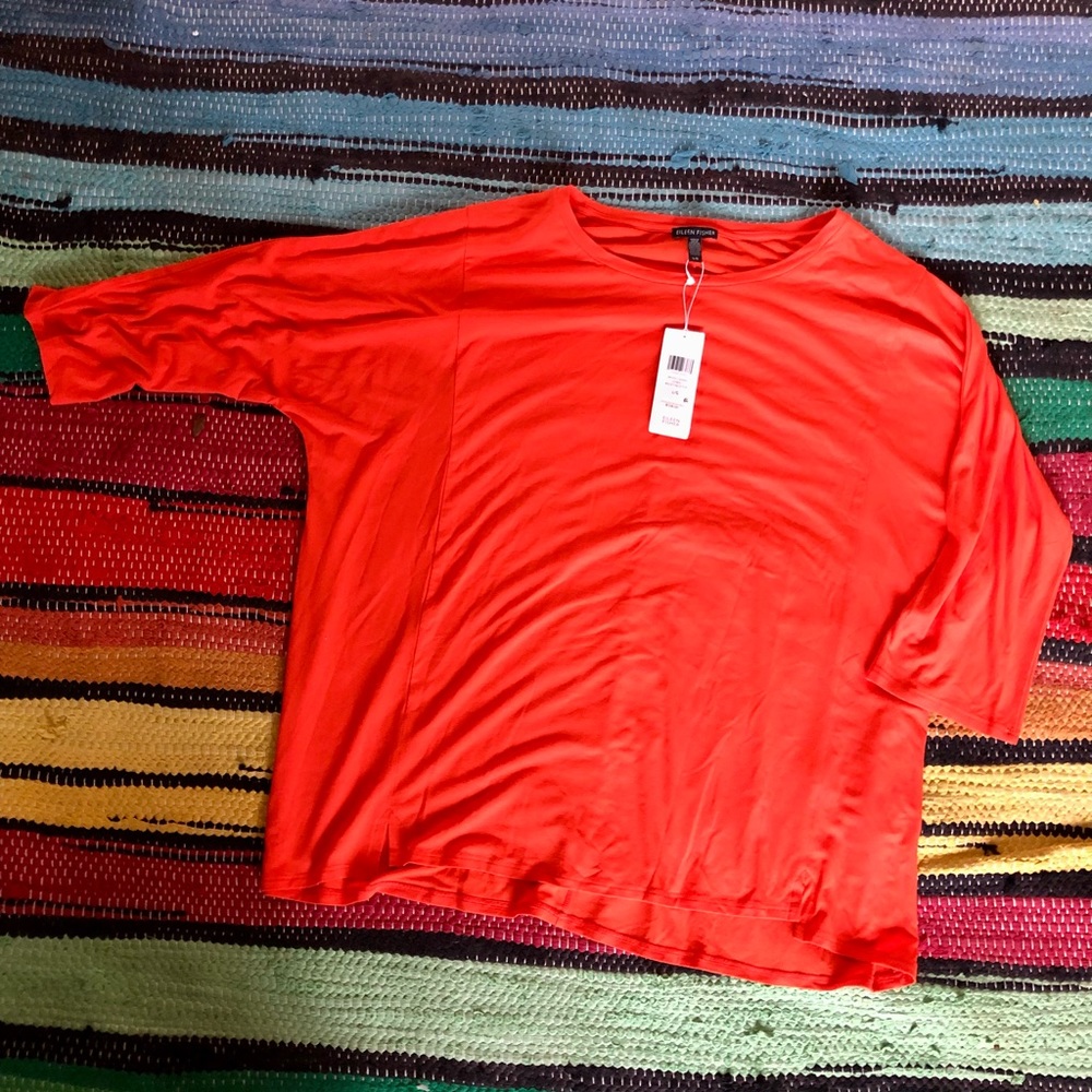 Eileen Fisher NWT Oversized Top in Brilliant Orange-Red Hue/Sz. L (fits XL)